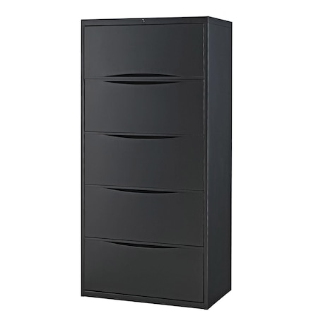 Global Industrial 30W Premium Lateral File Cabinet, 5 Drawer, Black 252468BK